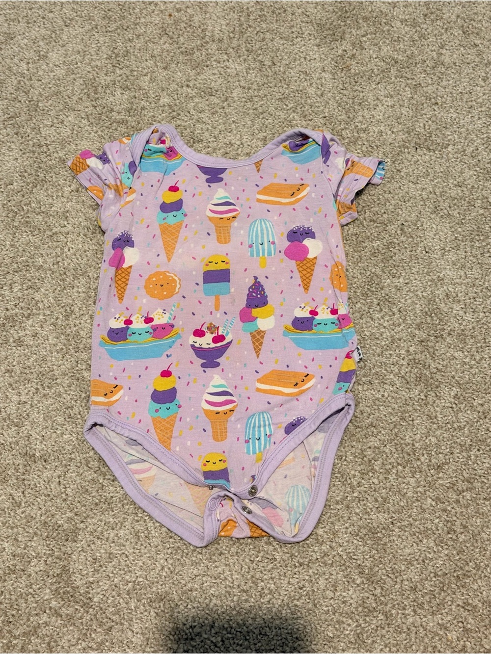 Lilac Ice Cream Print One-Piece for Kids